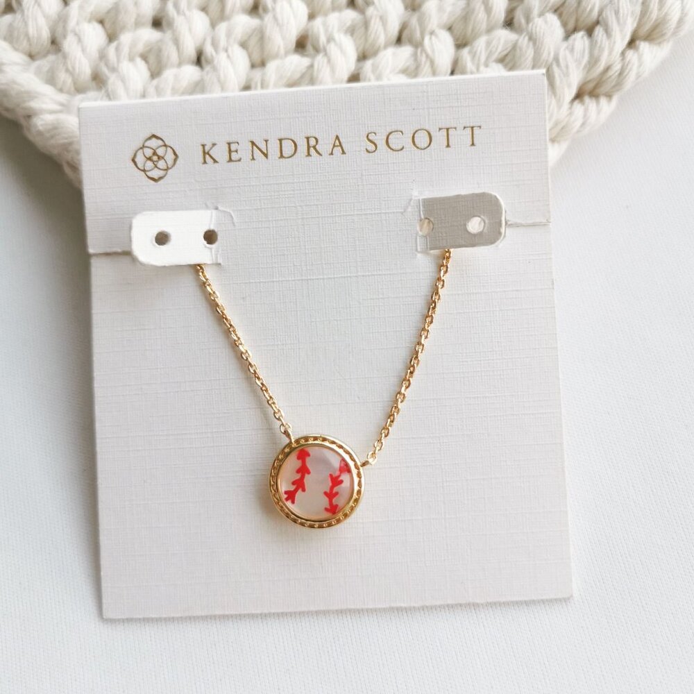 Kendra Scott Gold Necklace with White and Red Pendant